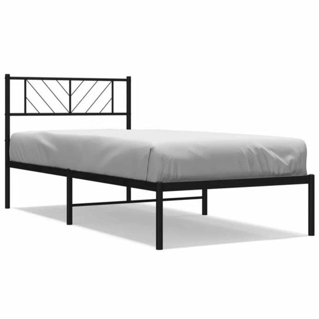 furnicato Bettgestell mit Kopfteil Metall Schwarz 75x190 cm (1-tlg) günstig online kaufen