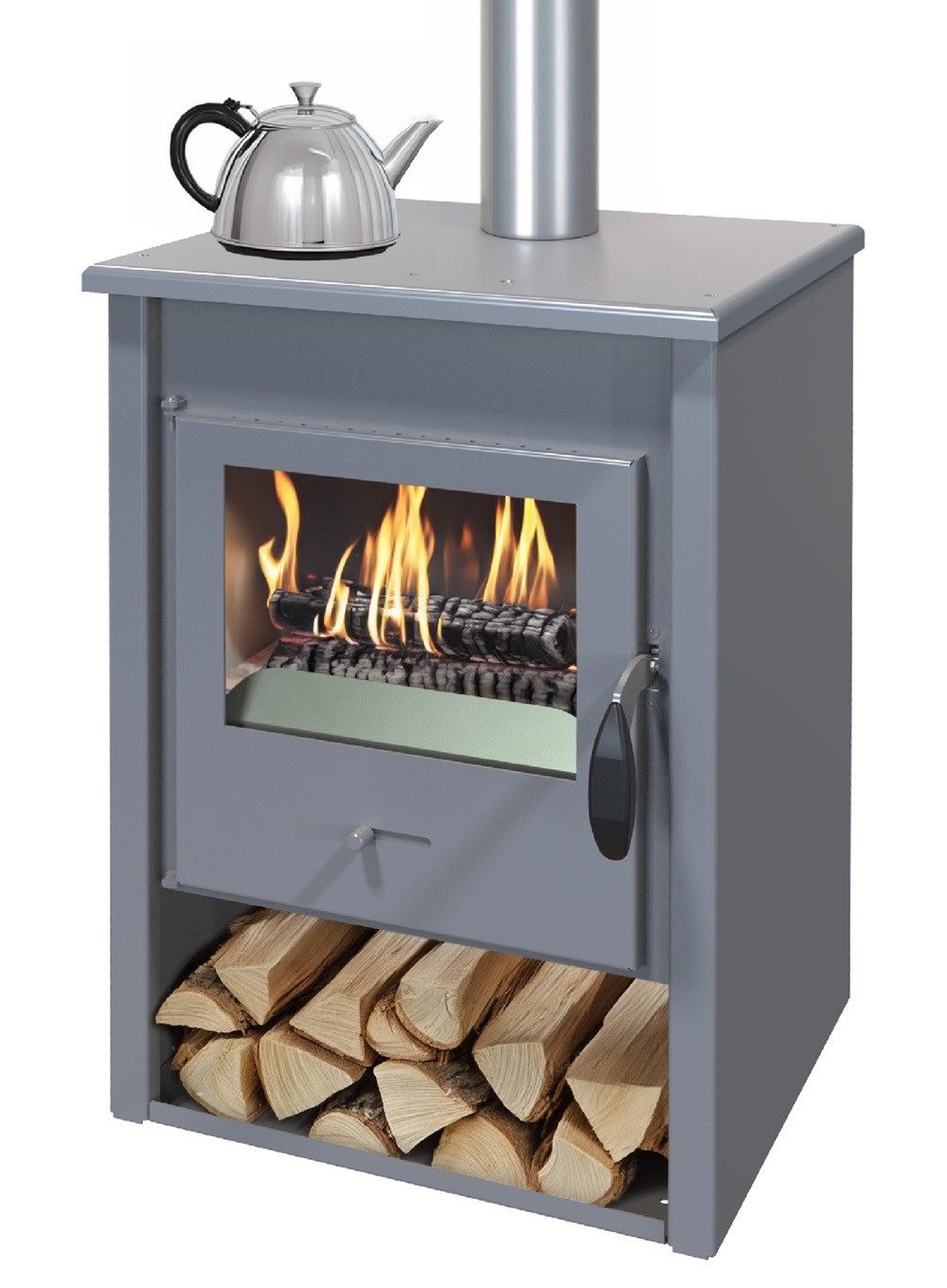 ECOfoxx Kaminofen LUNA grau, 9,70 kW günstig online kaufen