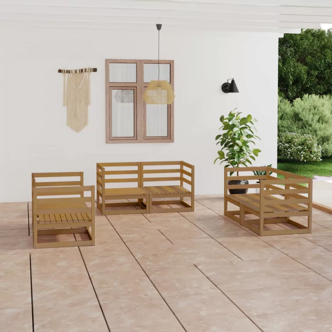 6-tlg. Garten-lounge-set Honigbraun Massivholz Kiefer günstig online kaufen