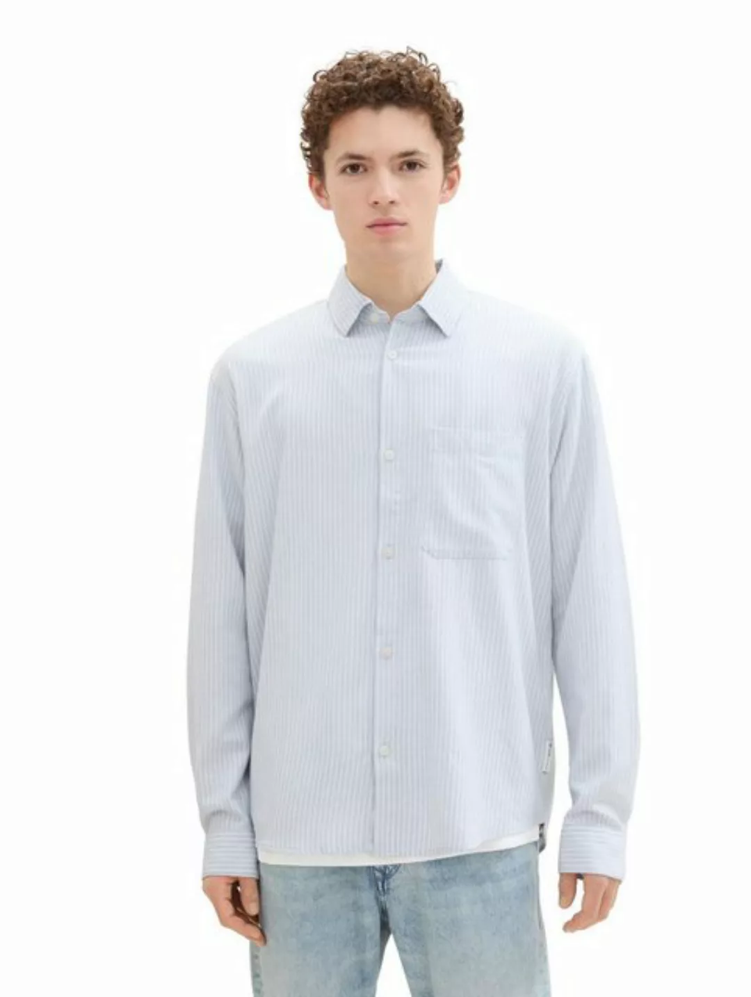 TOM TAILOR Denim Langarmshirt fitted melange twill shirt günstig online kaufen