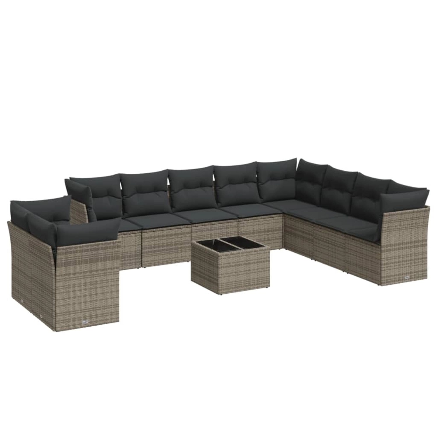 vidaXL 11-Tlg Garten-Sofagarnitur mit Kissen Grau Poly Rattan 3217870 günstig online kaufen