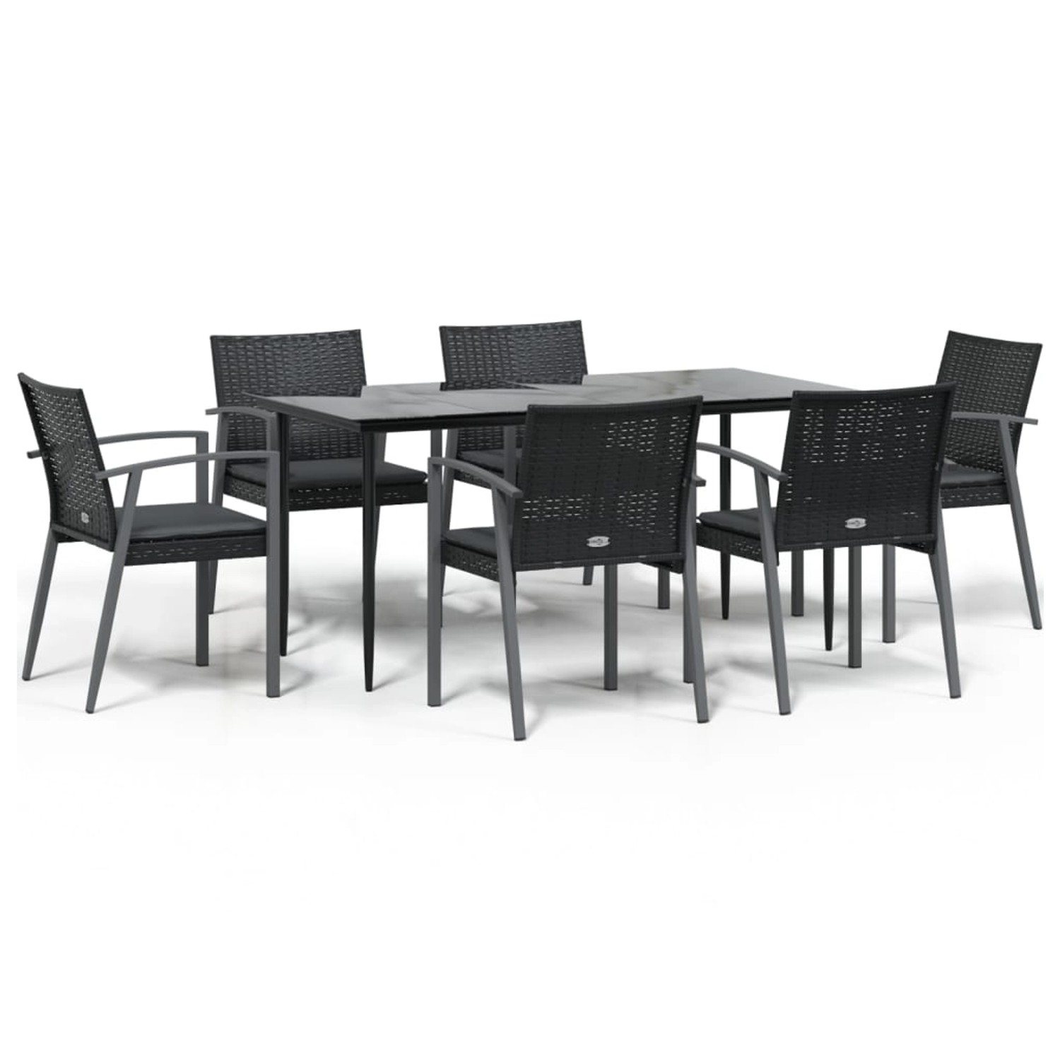 vidaXL 7-Tlg Garten-Essgruppe mit Kissen Poly Rattan und Stahl 3186980 günstig online kaufen