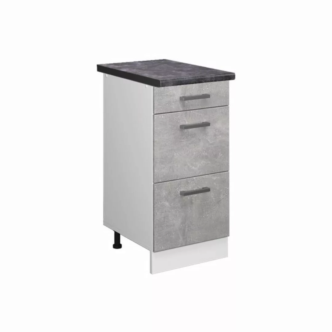 Vicco Unterschrank R-Line, Beton/Weiß, 40 cm mit Schubladen, AP Anthrazit günstig online kaufen