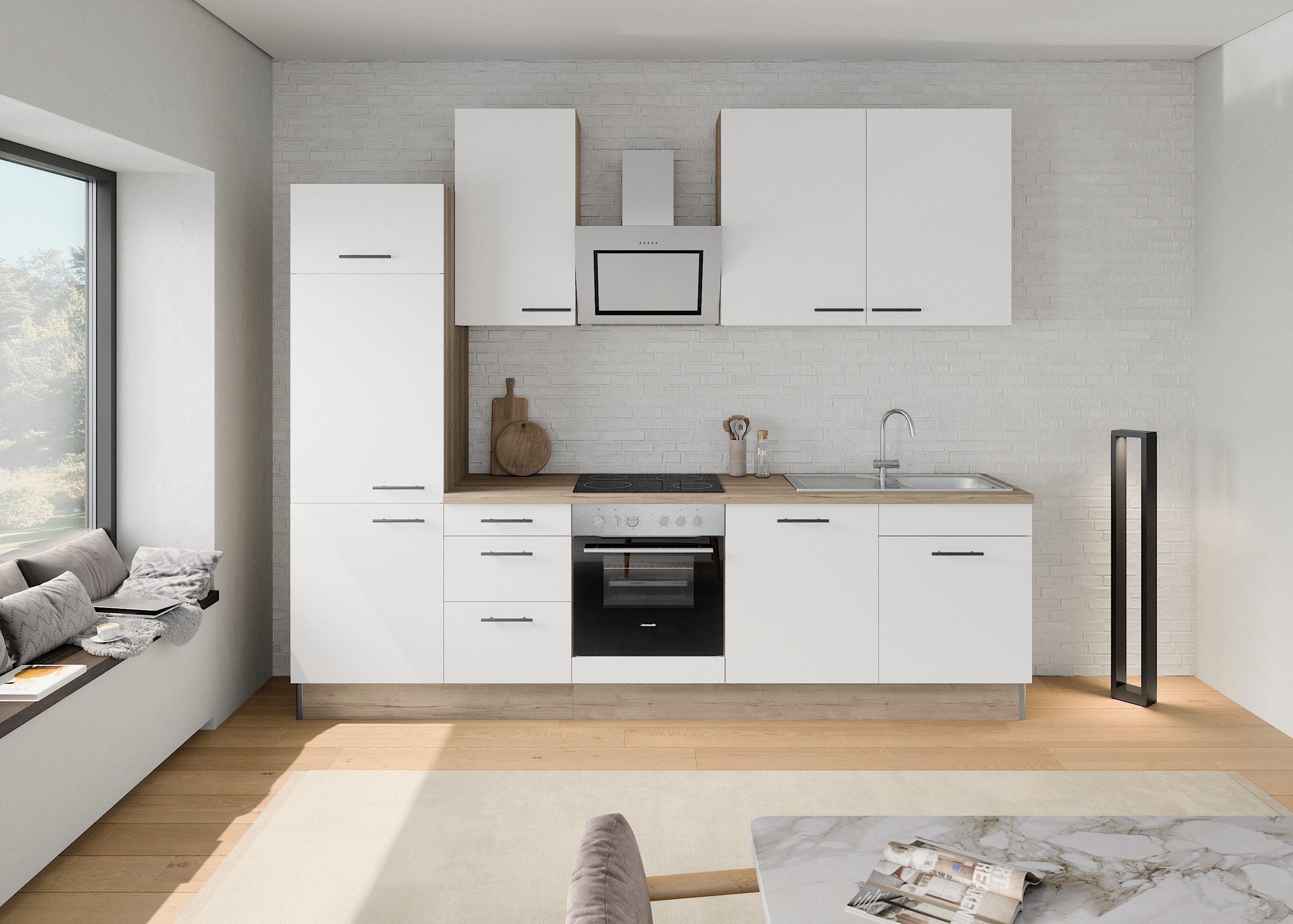 OPTIFIT Küchenzeile "Fiona", Breite 290 cm, mit Hanseatic-E-Geräten, in Pre günstig online kaufen
