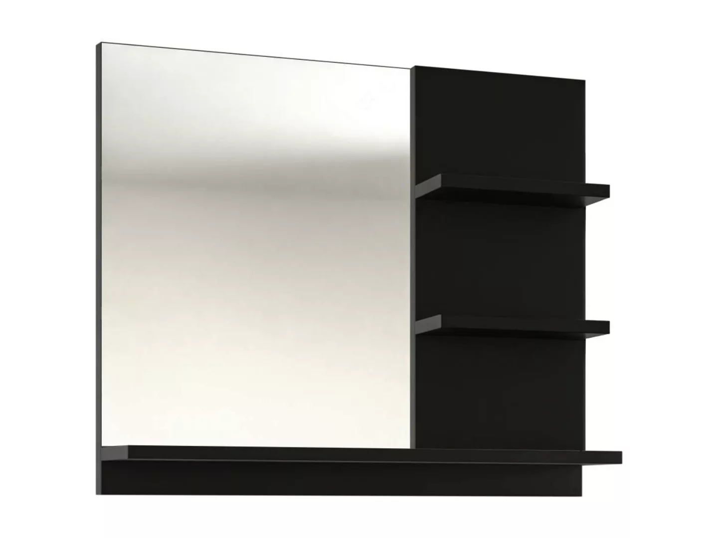 Badspiegel rechteckig mit Ablageflächen - 60 x 50 cm -Schwarz - LAURINE günstig online kaufen