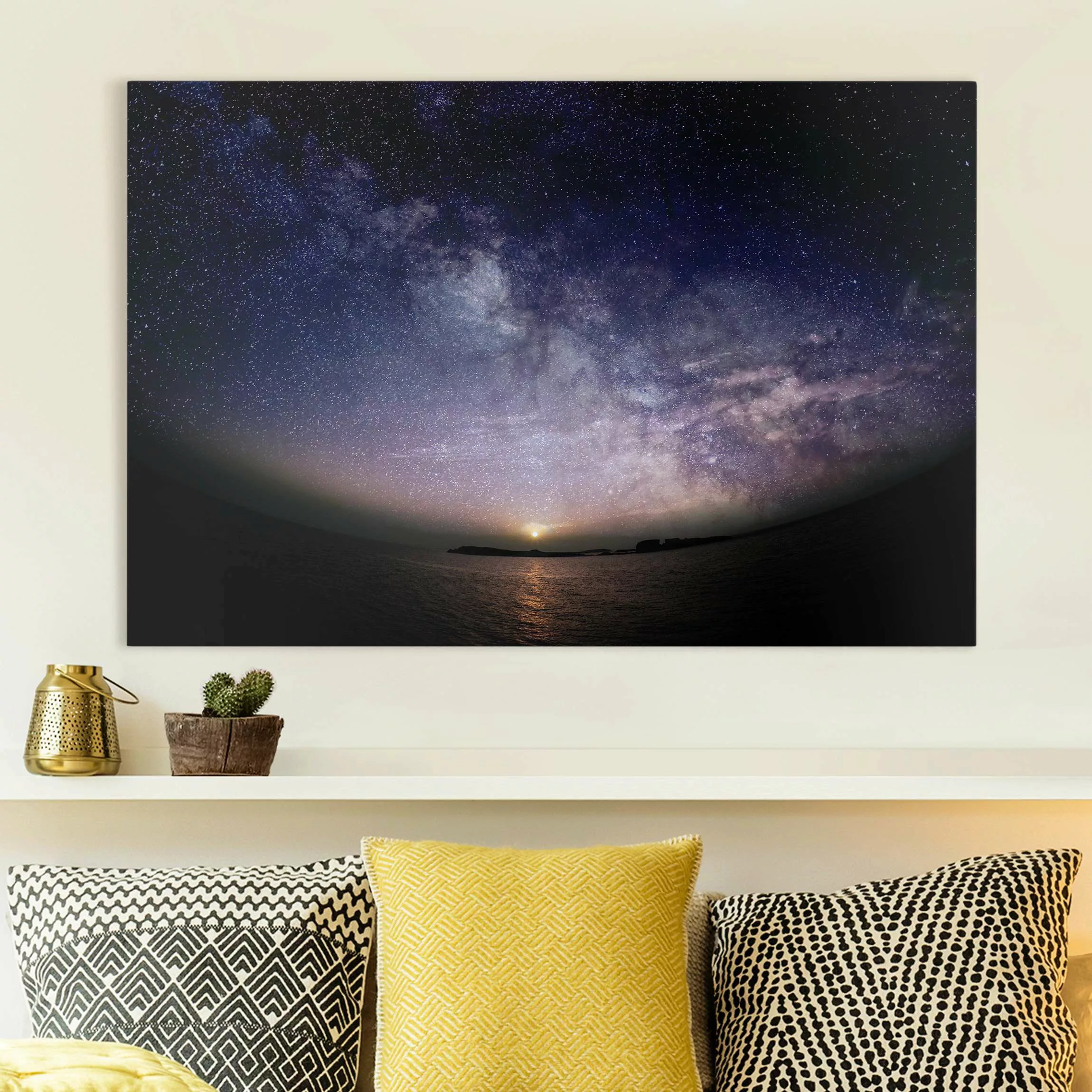 Leinwandbild Sonne und Sternenhimmel am Meer günstig online kaufen