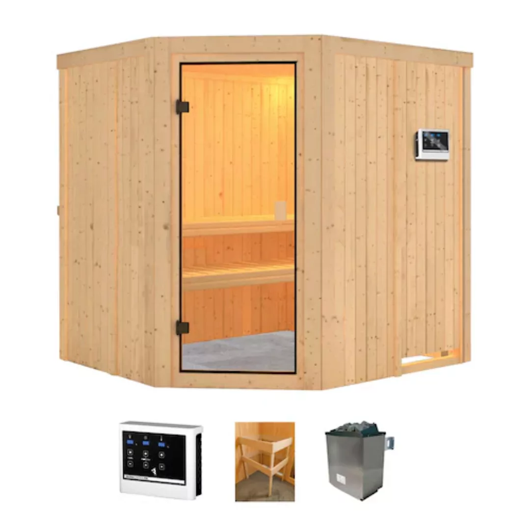 welltime Sauna »Jupiter«, (Set), 9 kW-Ofen mit ext. Steuerung günstig online kaufen