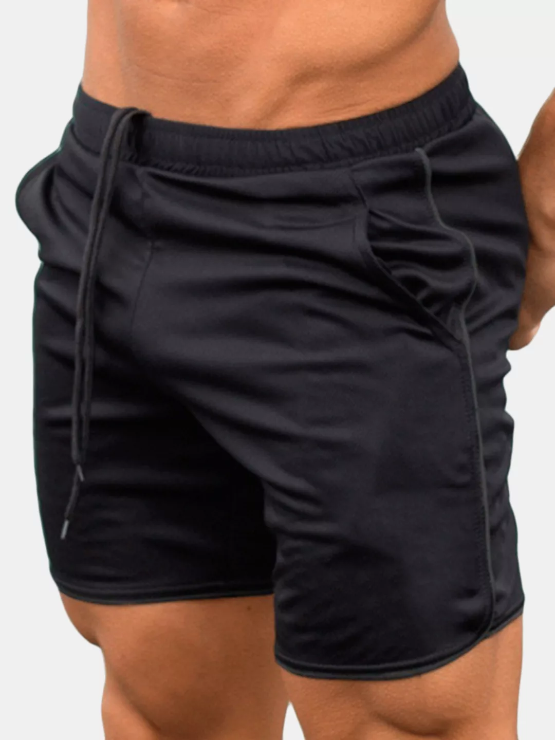 Herren Elastic Waist Drawstring Jogginghose Atmungsaktive Laufsportshorts günstig online kaufen