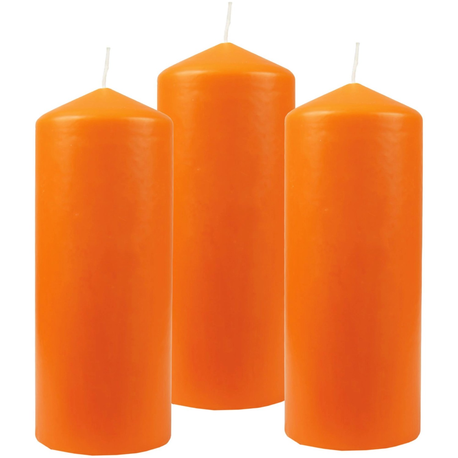 HS Candle Stumpenkerzen Ø8cm 3er Pack Orange günstig online kaufen