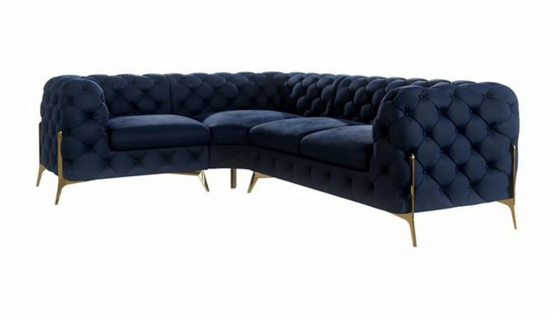 S-Style Möbel Ecksofa Chesterfield Ashley mit Goldene Metall Füßen, Die Eck günstig online kaufen