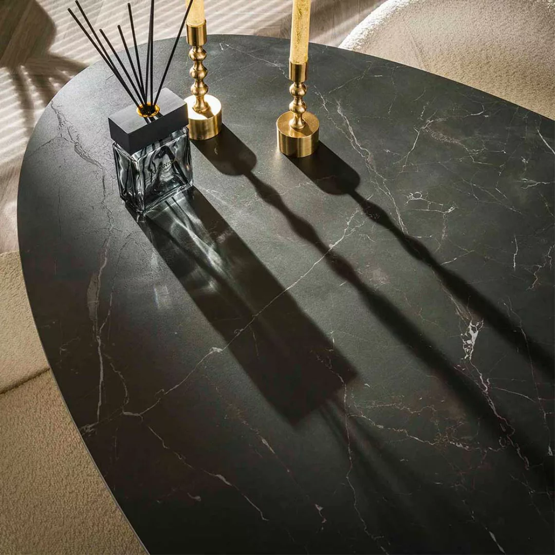 Tisch Esszimmer schwarz aus Keramik und Metall Spider Gestell günstig online kaufen