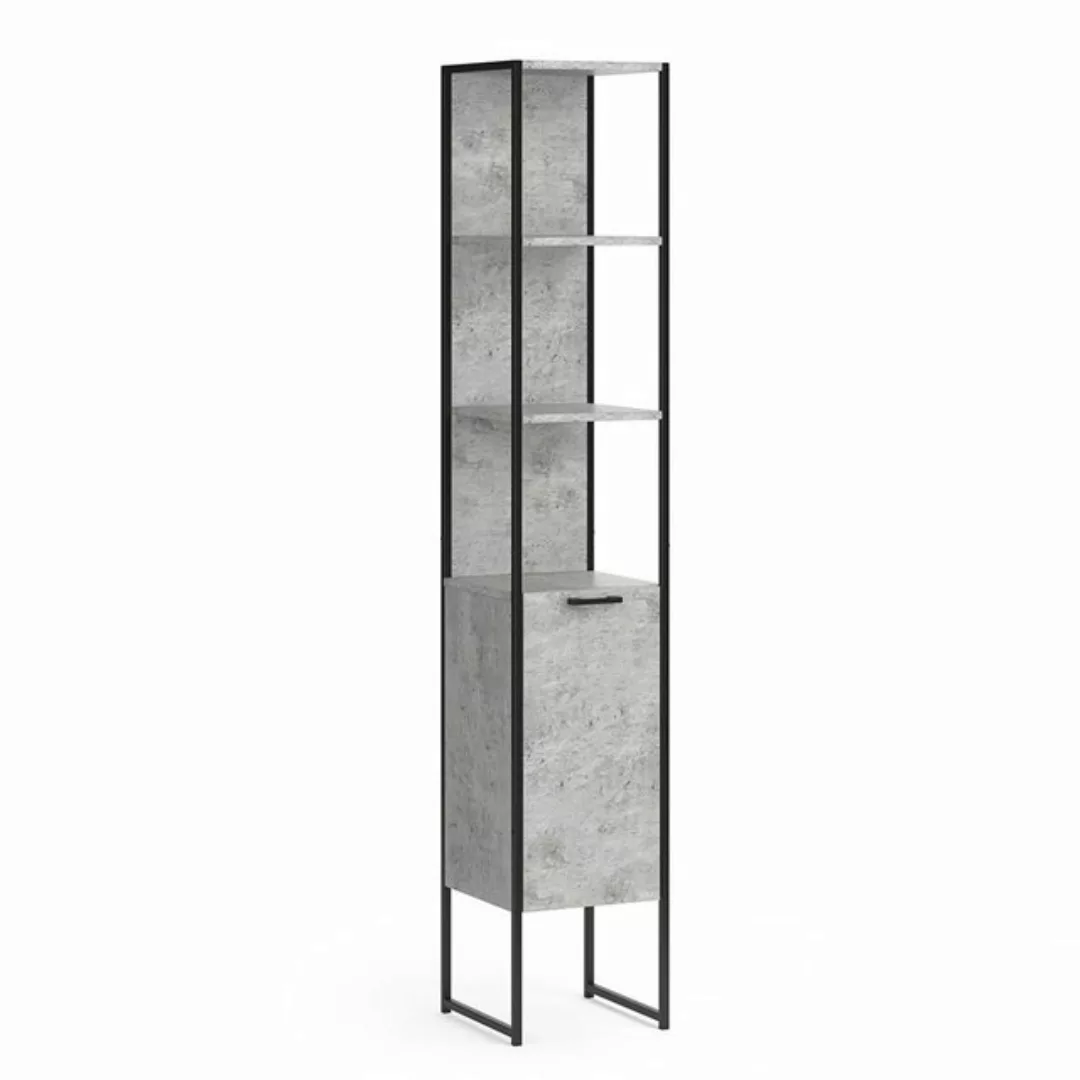 Vicco Hochschrank Fyrk, Beton/Schwarz, 33 x 185 cm günstig online kaufen