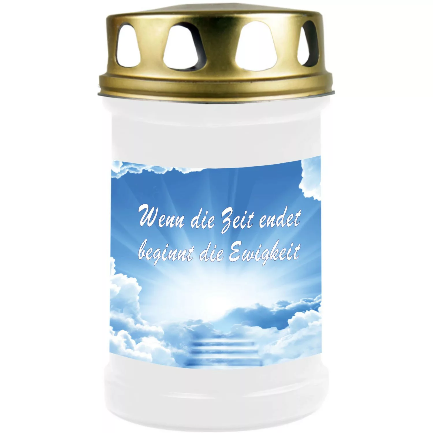 HS Candle Grabkerze Weiß 48h Deckel Gold Treppe günstig online kaufen