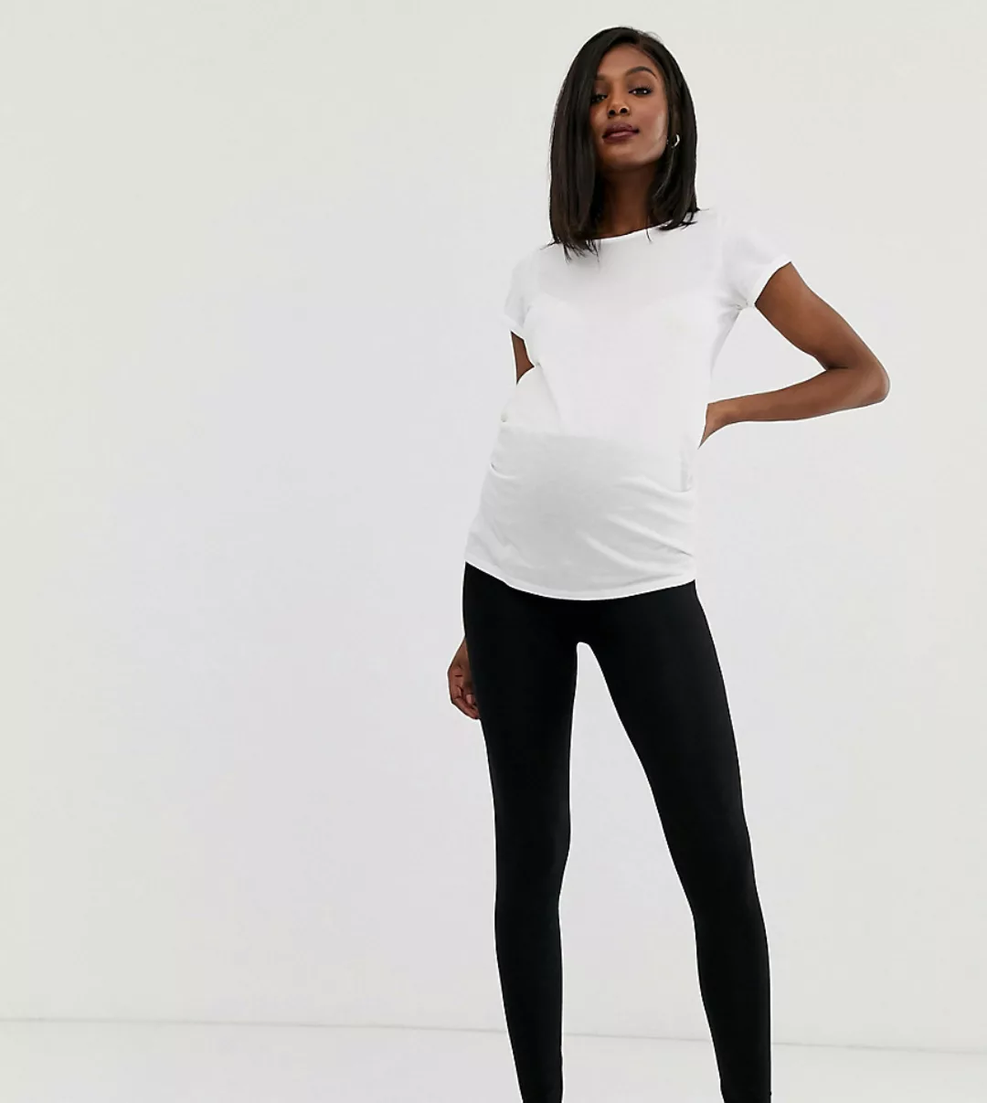 ASOS DESIGN Maternity – Leggings in Schwarz mit Überbauchbund günstig online kaufen