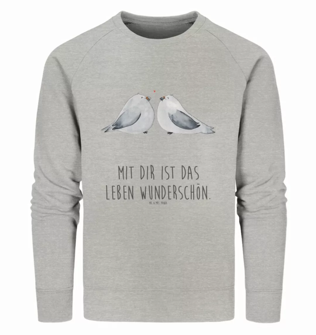 Mr. & Mrs. Panda Longpullover Turteltauben Liebe Größe S - Heather Grey - G günstig online kaufen