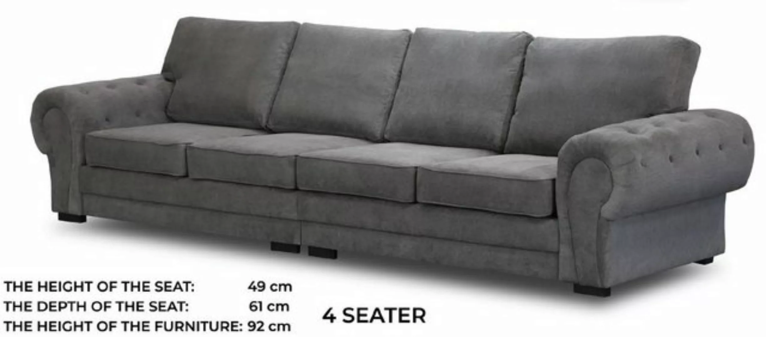 JVmoebel Sofa Moderner Viersitzer schwarz Polstermöbel Couch Neu, Made in E günstig online kaufen