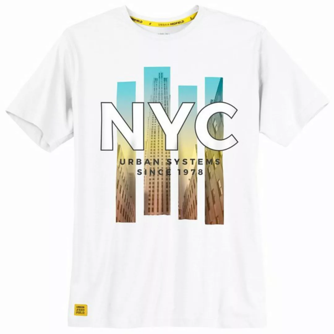 redfield Rundhalsshirt Große Größen Herren T-Shirt weiß NYC Fotoprint Redfi günstig online kaufen