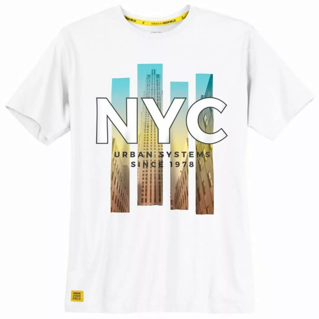 redfield Rundhalsshirt Redfield Übergrößen T-Shirt weiß NYC Fotoprint günstig online kaufen