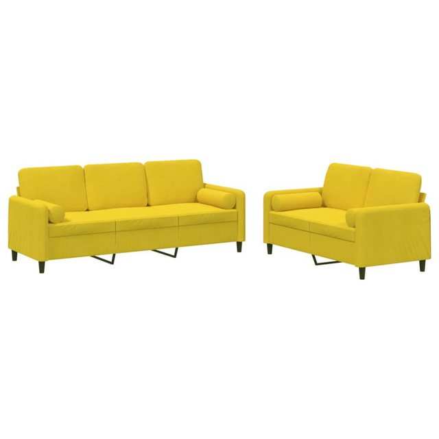 vidaXL Sofa Sofagarnitur Set mit Kissen Samt, 2-tlg., Gelb günstig online kaufen