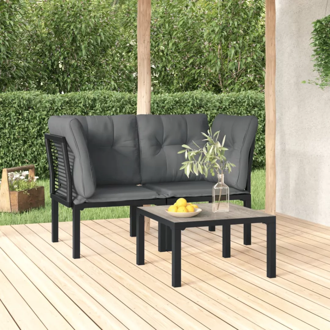 Vidaxl 3-tlg. Garten-lounge-set Schwarz Und Grau Poly Rattan günstig online kaufen