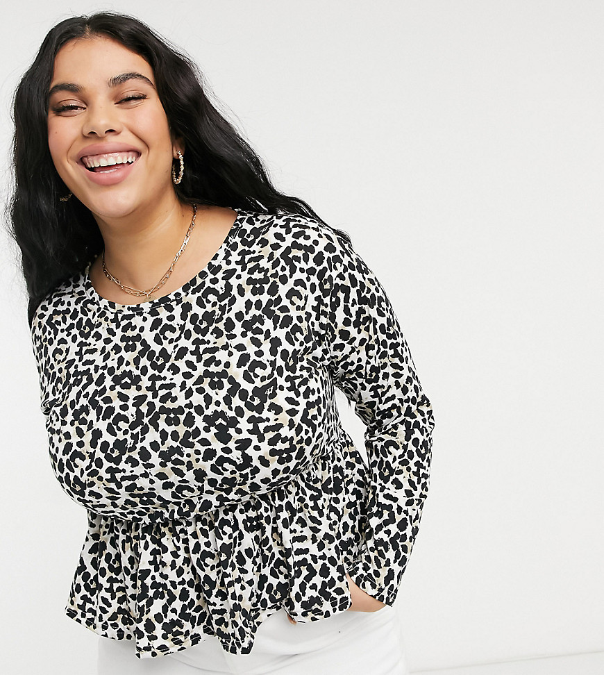 Wednesday's Girl Curve – Legeres Hängeroberteil mit Schößchensaum und Leopa günstig online kaufen