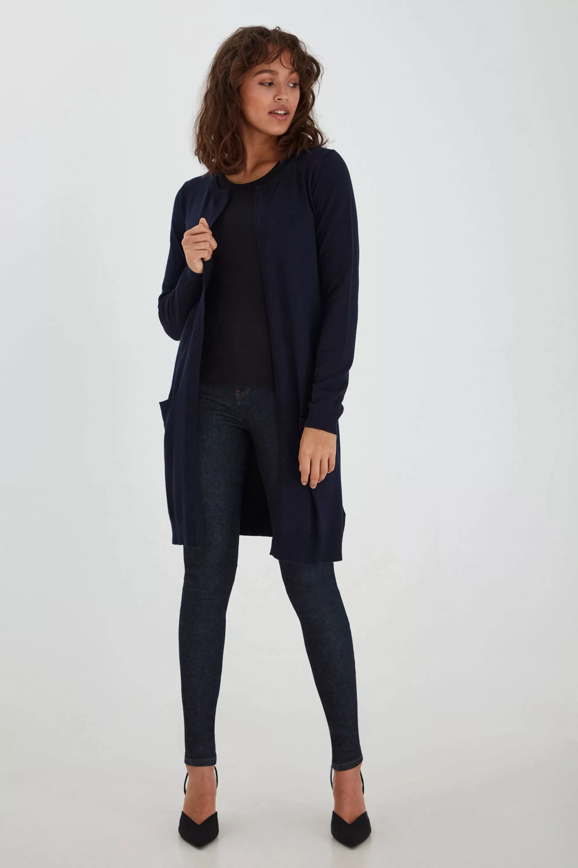 Pulz Jeans Strickjacke PZSARA Lange Strickjacke mit Tacshen günstig online kaufen