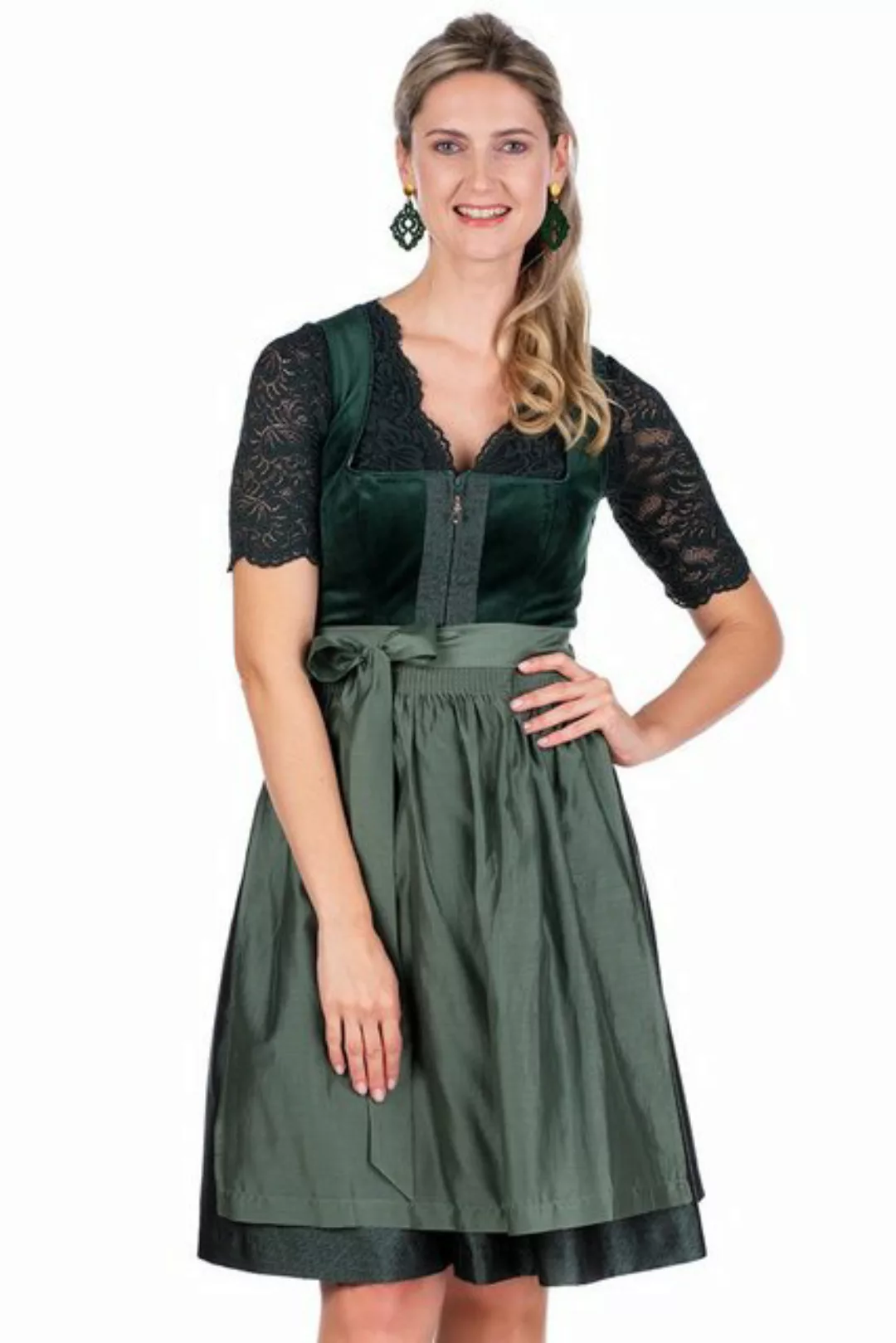 Spieth & Wensky Dirndl Samt Dirndl 2tlg. - EDONA - dunkelgrün/farn günstig online kaufen