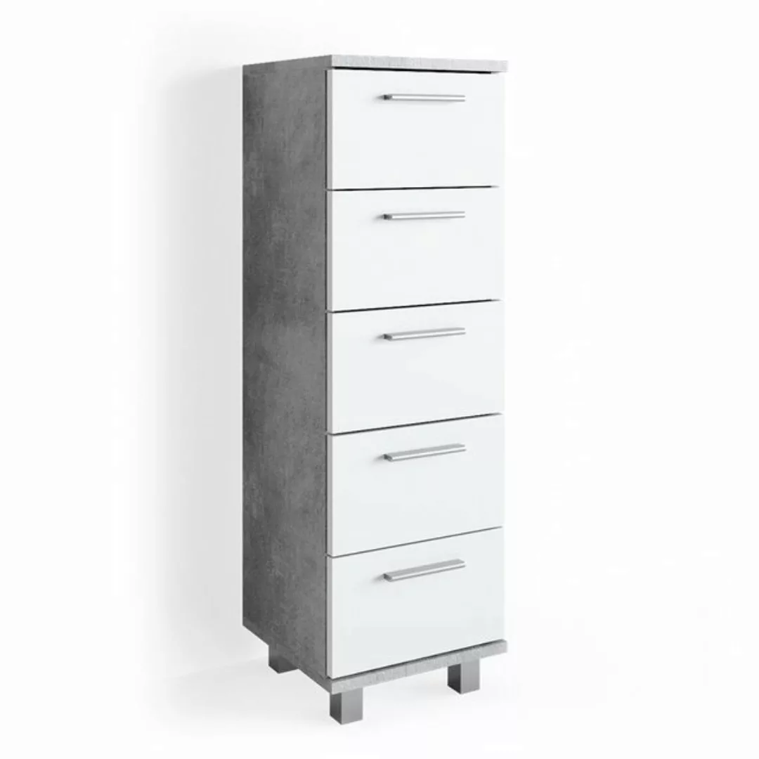 Vicco Midischrank Ilias, Beton/Weiß, 30 x 95 cm Drehbar günstig online kaufen