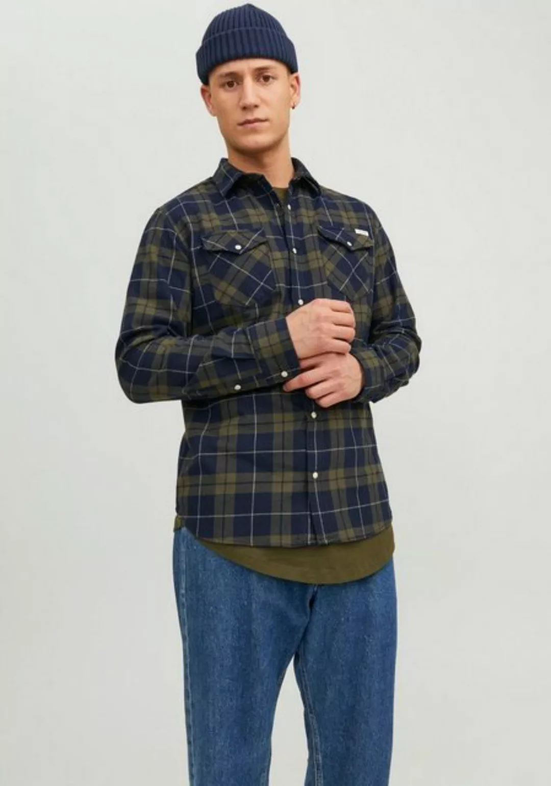 Jack & Jones Langarmhemd JJSHERIDAN FALL CHECK SHIRT LS mit Brusttaschen günstig online kaufen