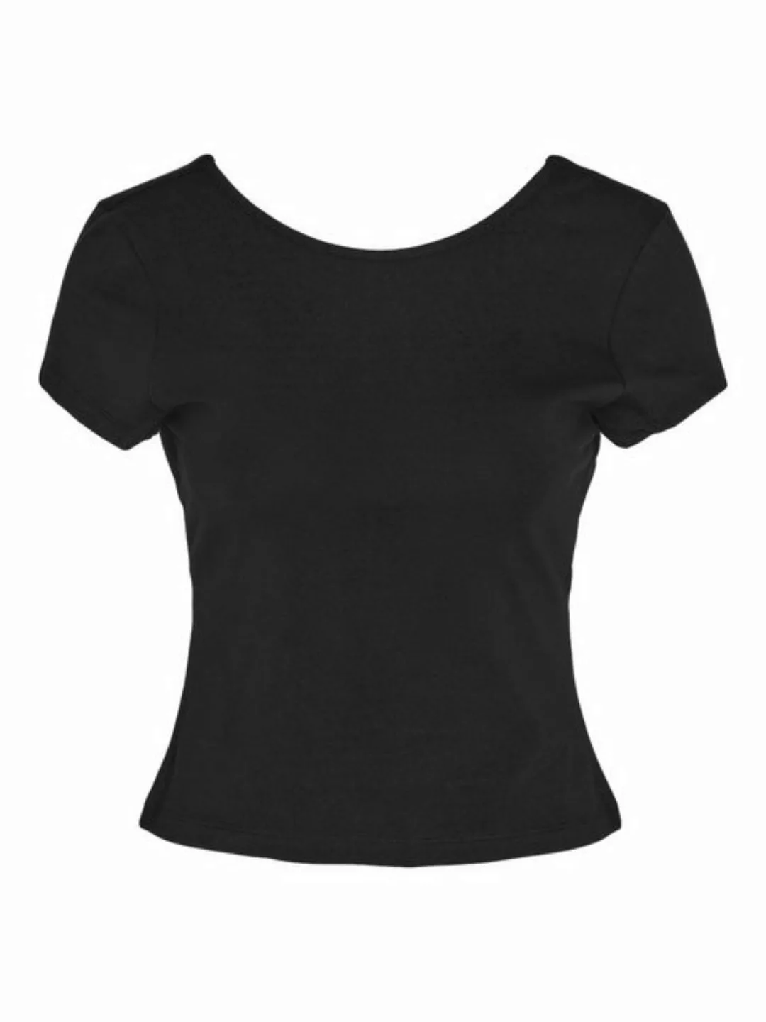 Noisy may Shirttop Top enger Schnitt Rundhals Kappenärmel 7914 in Schwarz-2 günstig online kaufen