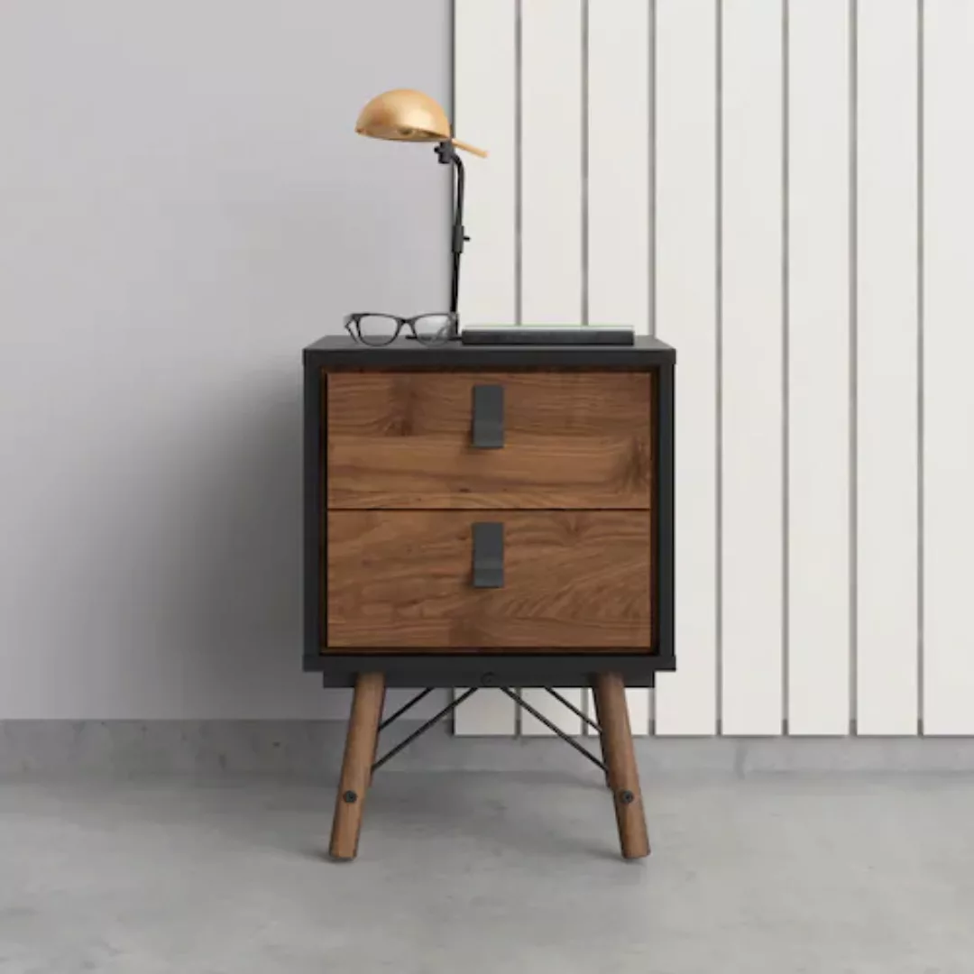 Home affaire Nachttisch, mit 2 Schubladen, Vollholzbeine, Höhe 60 cm günstig online kaufen