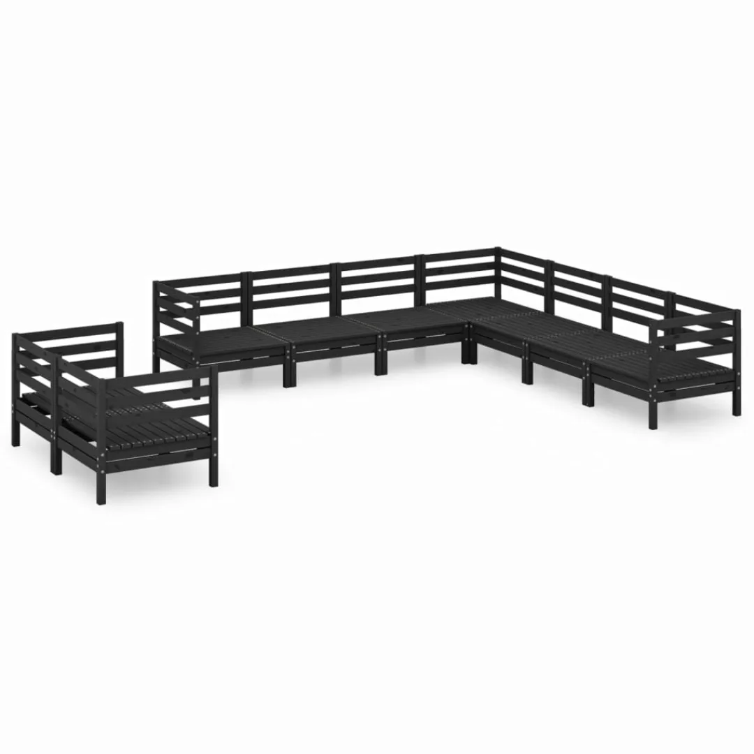 9-tlg. Garten-lounge-set Massivholz Kiefer Schwarz günstig online kaufen