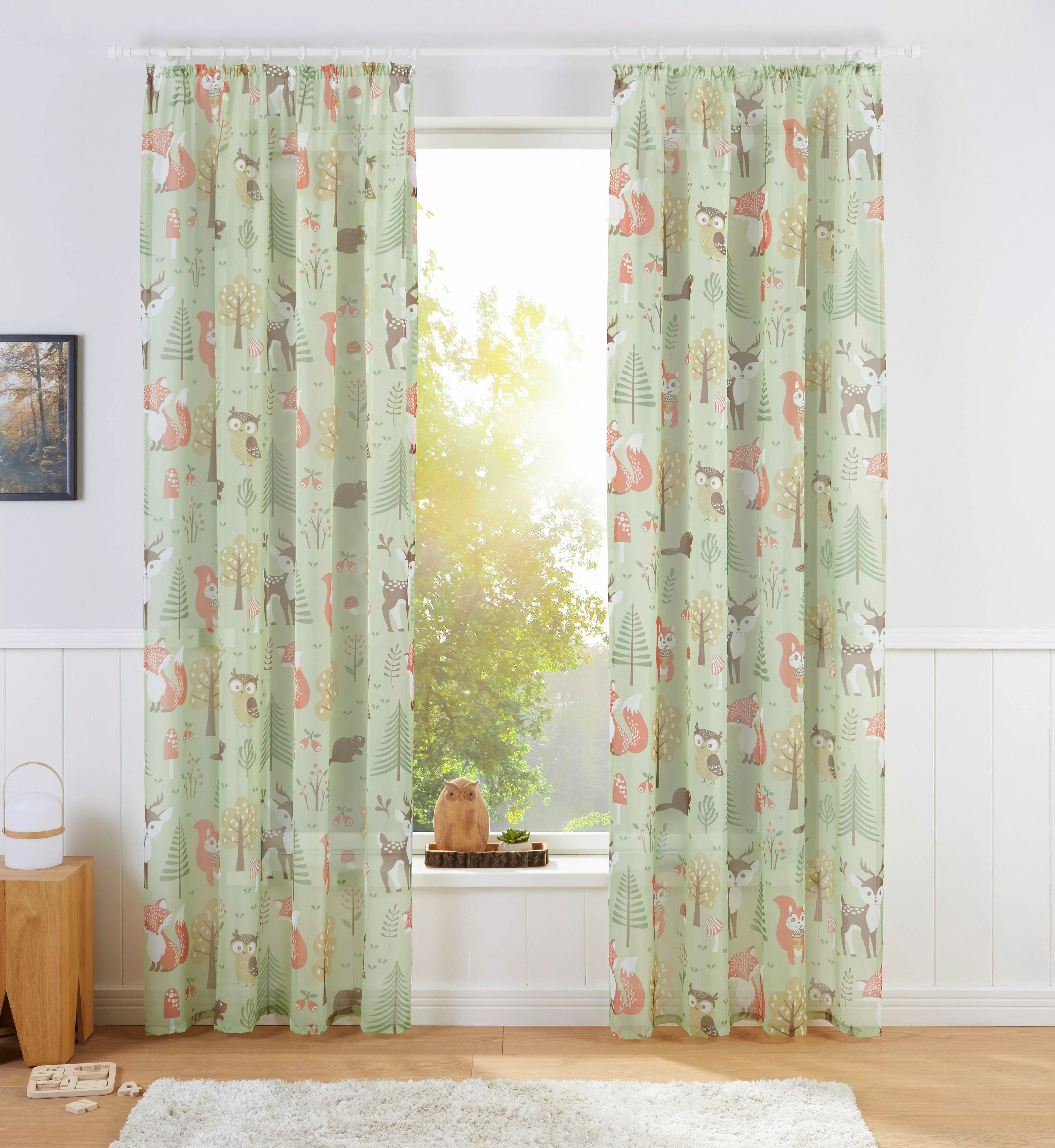 my home Gardine Waldtiere, Kräuselband (1 günstig online kaufen