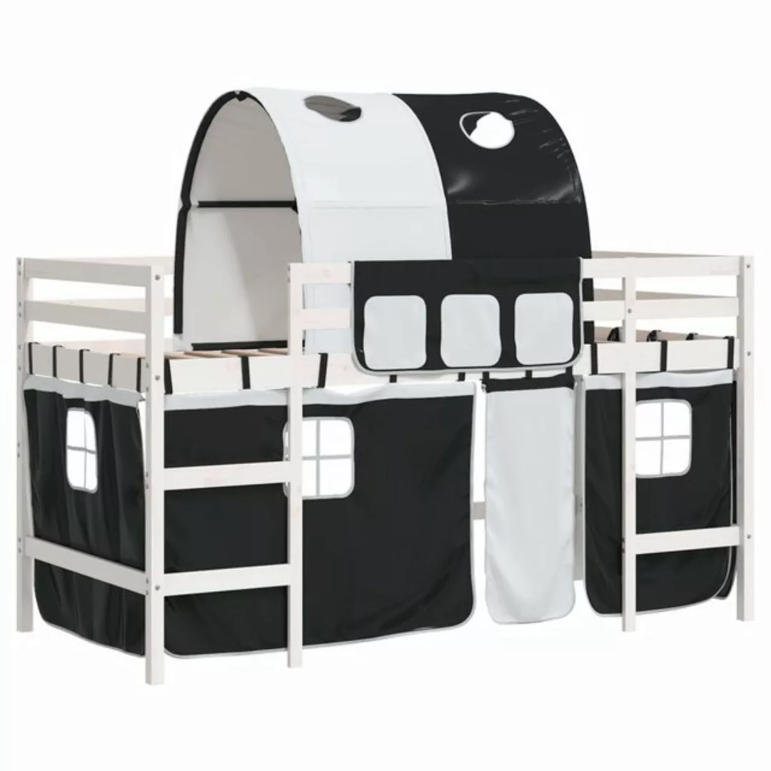 vidaXL Etagenbett Kinderhochbett mit Tunnel Weiß Schwarz 80x200 cm Kiefernh günstig online kaufen