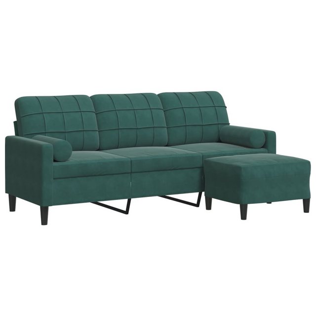 vidaXL Sofa 3-Sitzer-Sofa mit Hocker Dunkelgrün 180 cm Samt günstig online kaufen