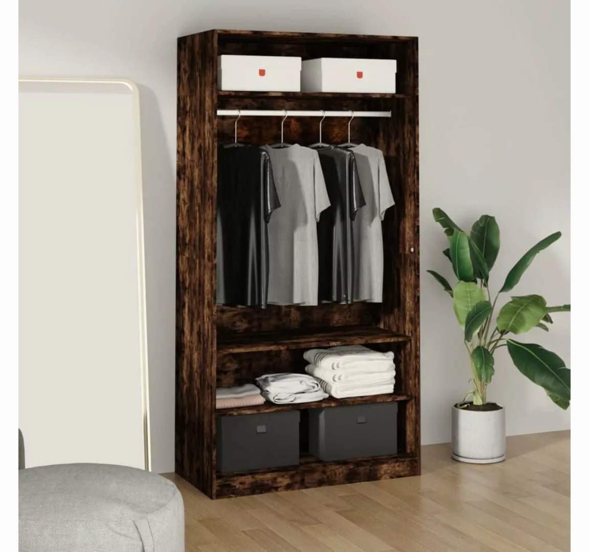 furnicato Kleiderschrank Räuchereiche 100x50x200 cm Holzwerkstoff (1-St) günstig online kaufen