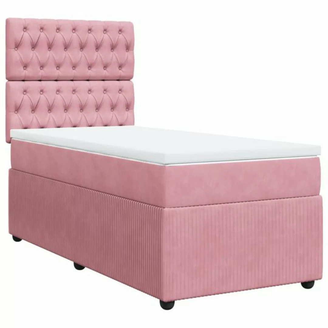 vidaXL Bett Boxspringbett mit Matratze Rosa 90x190 cm Samt günstig online kaufen