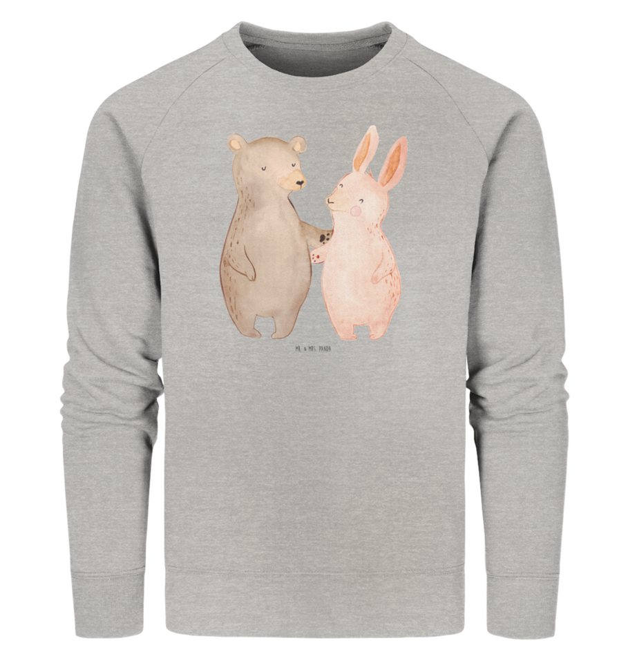 Mr. & Mrs. Panda Longpullover Größe S Bär und Hase Umarmen - Heather Grey - günstig online kaufen