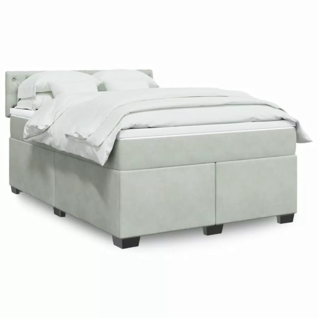 vidaXL Boxspringbett mit Matratze Hellgrau 160x200 cm Samt2103664 günstig online kaufen