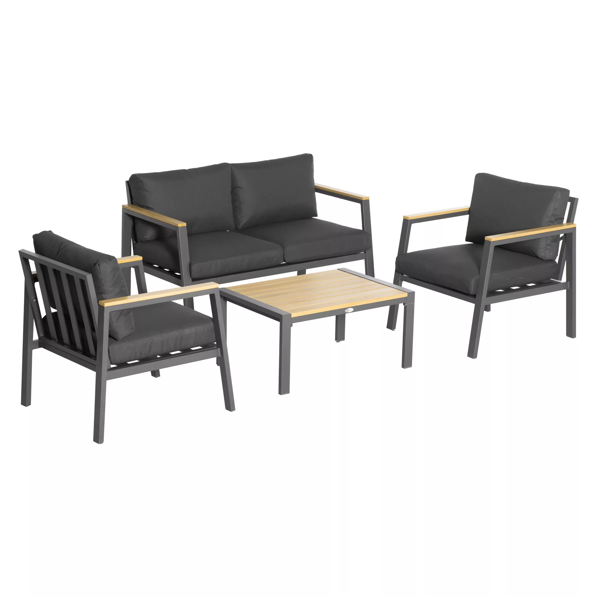 Outsunny Gartenmöbel-Set 4 Personen Aluminium Gartengarnitur Couchtisch Gra günstig online kaufen