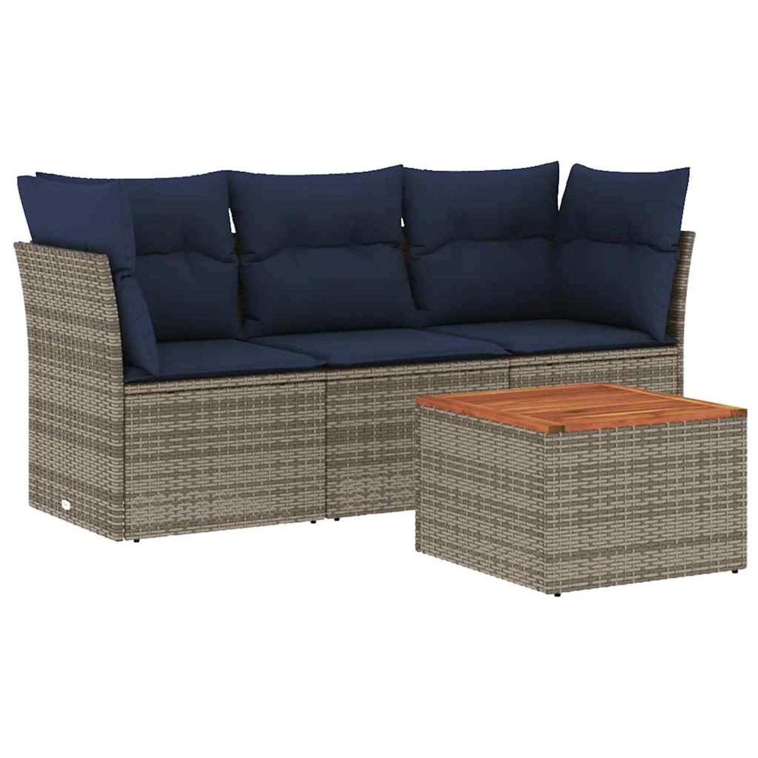 vidaXL 4-Tlg Garten-Sofagarnitur mit Kissen Grau Poly Rattan 3255802 günstig online kaufen