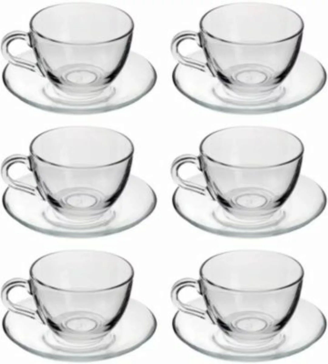 Pasabahce 6er-Set Teetassen mit Unterteller transparent günstig online kaufen
