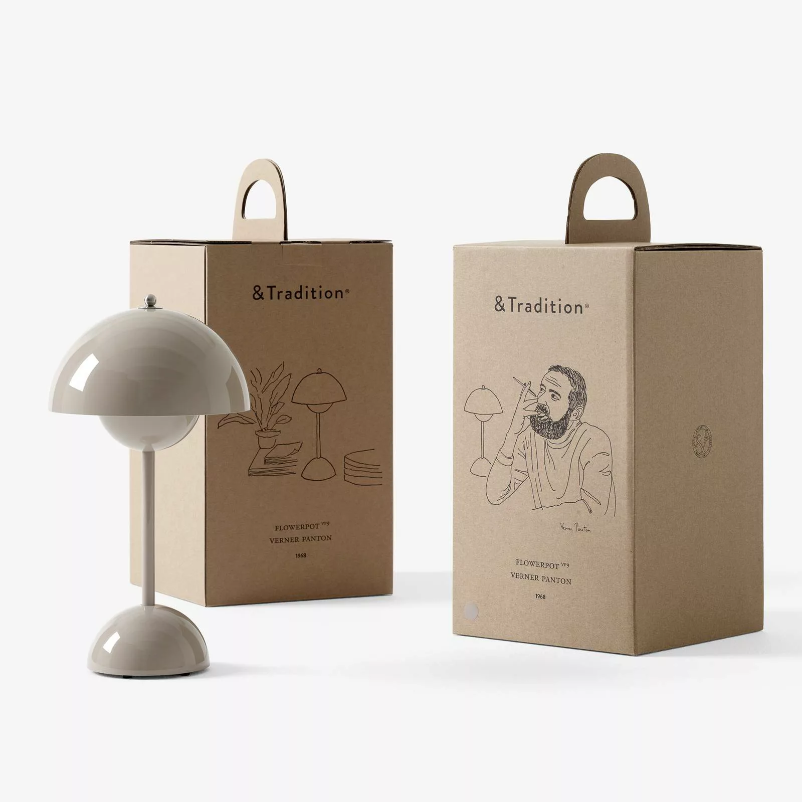 &Tradition LED-Akku-Tischleuchte Flowerpot VP9, grau-beige günstig online kaufen