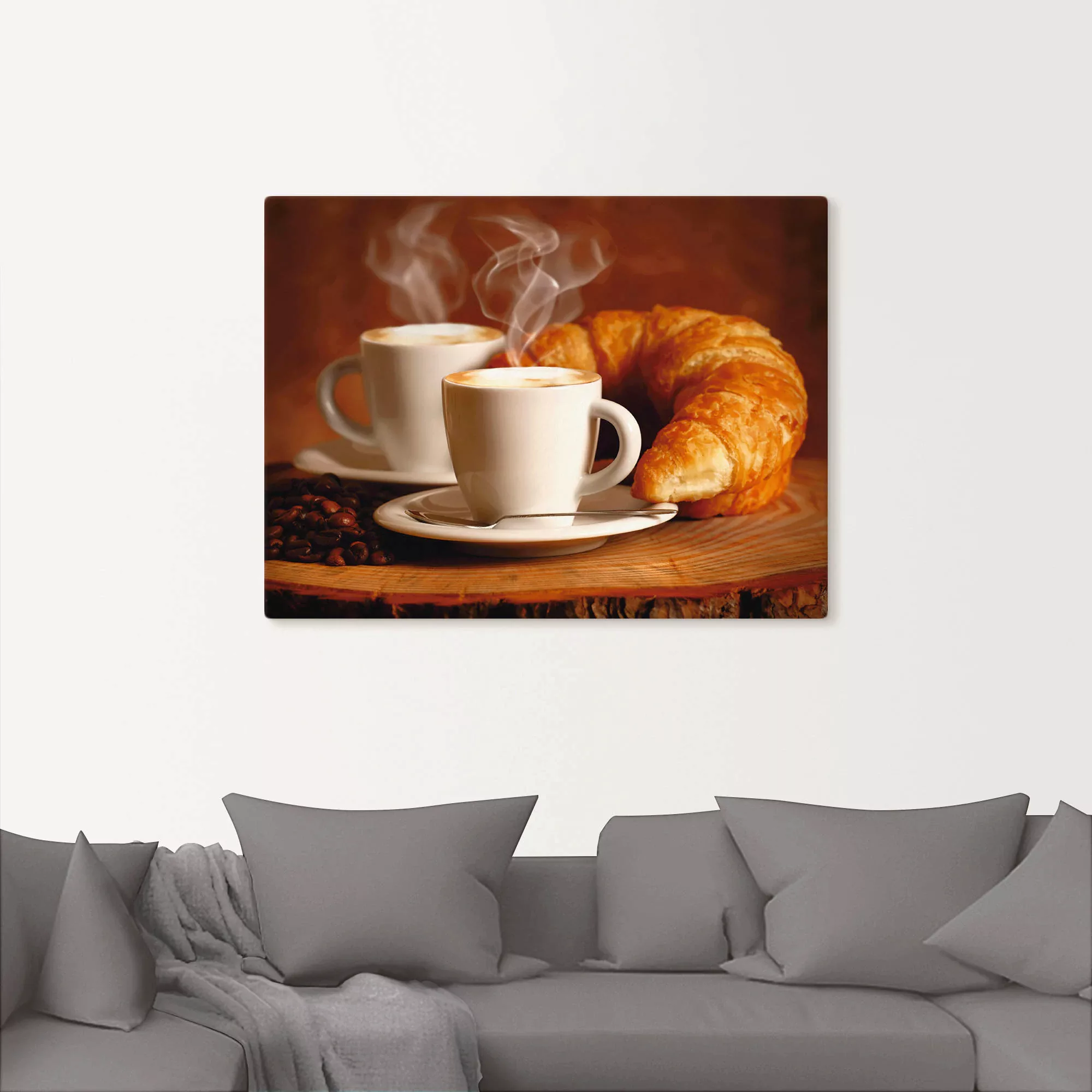 Artland Wandbild "Dampfender Cappuccino und Croissant", Getränke, (1 St.), günstig online kaufen
