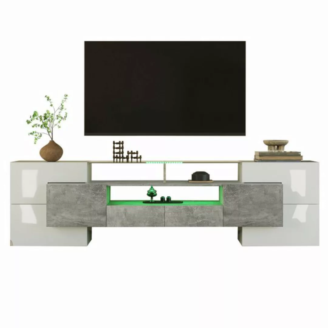 REDOM TV-Schrank Lowboard (1-St., Weiß+Grau, 200 cm) LED-Beleuchtung, Wohnz günstig online kaufen