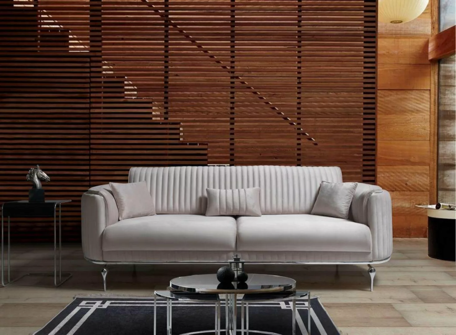 JVmoebel 3-Sitzer Weiß Sofa 3 Sitzer Wohnzimmer Möbel Textil Modern Dreisit günstig online kaufen