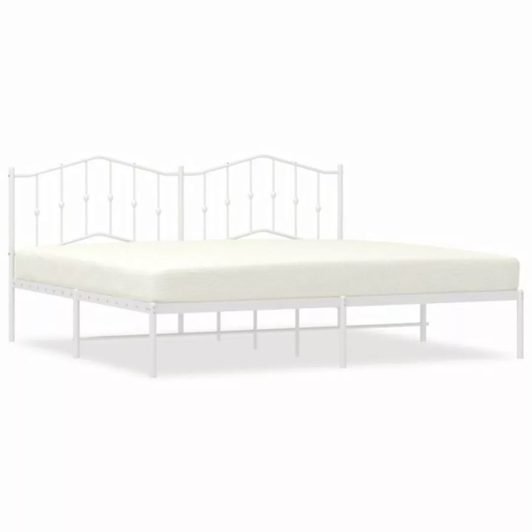 vidaXL Bettgestell, Bettrahmen mit Kopfteil Metall Weiß 193x203 cm günstig online kaufen