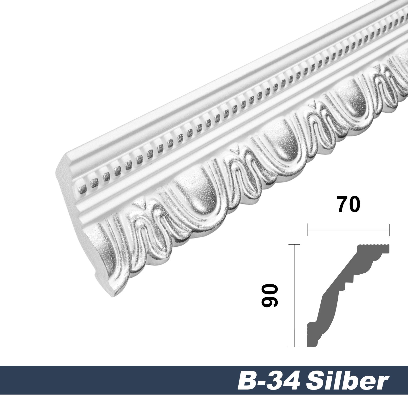 marbet design Stuckleiste B-34 silber, 30 günstig online kaufen