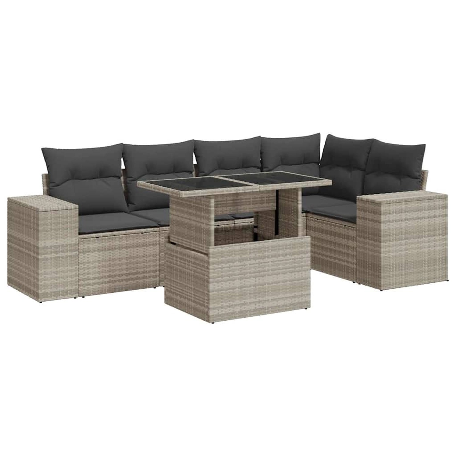 vidaXL 6-Tlg Garten-Sofagarnitur mit Kissen Hellgrau Poly Rattan 3326803 günstig online kaufen