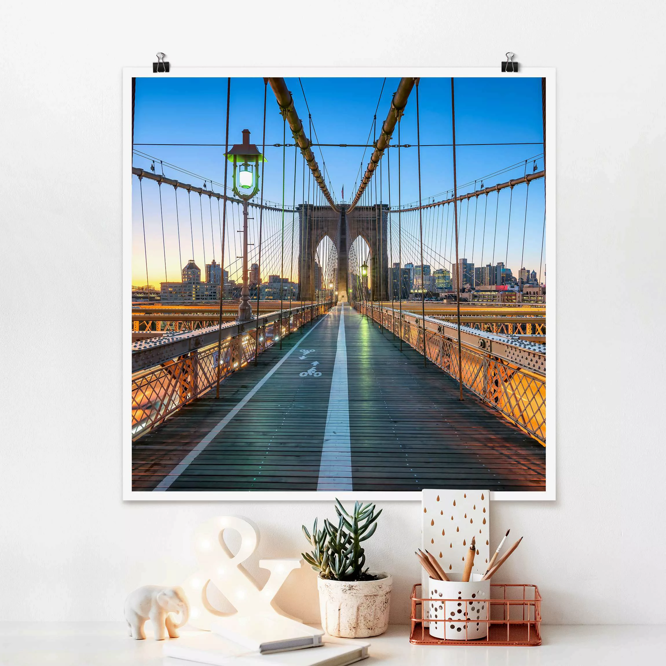 Poster Morgenblick von der Brooklyn Bridge günstig online kaufen